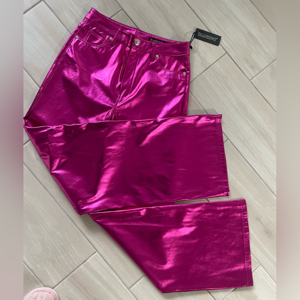 Blank NYC Shimmering Fuchsia Wide Leg Pants